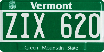 VT license plate ZIX620