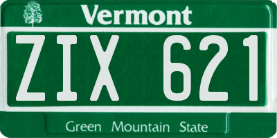 VT license plate ZIX621