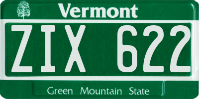 VT license plate ZIX622