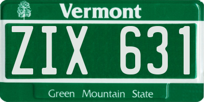 VT license plate ZIX631
