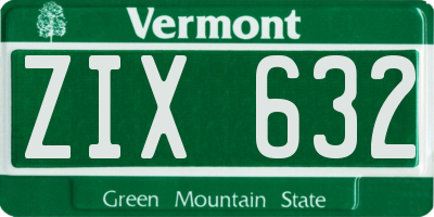 VT license plate ZIX632