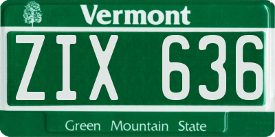 VT license plate ZIX636