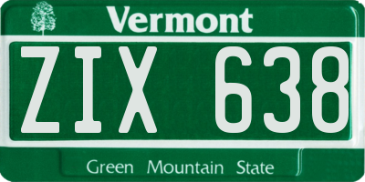 VT license plate ZIX638