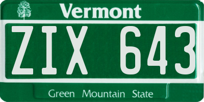 VT license plate ZIX643