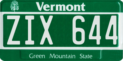 VT license plate ZIX644