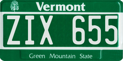 VT license plate ZIX655