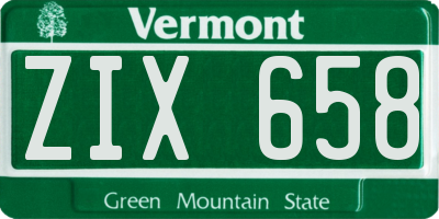 VT license plate ZIX658