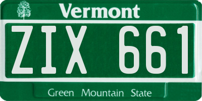 VT license plate ZIX661