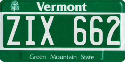 VT license plate ZIX662