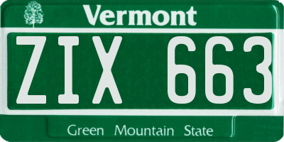 VT license plate ZIX663
