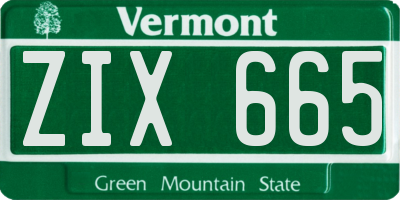 VT license plate ZIX665