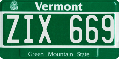 VT license plate ZIX669