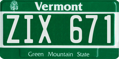 VT license plate ZIX671