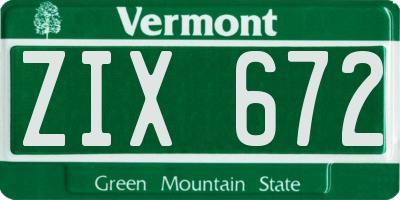 VT license plate ZIX672