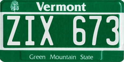 VT license plate ZIX673