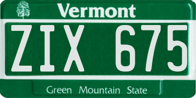 VT license plate ZIX675