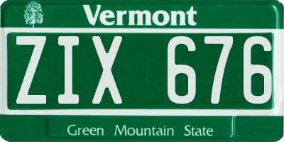 VT license plate ZIX676