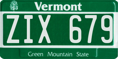VT license plate ZIX679