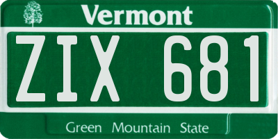 VT license plate ZIX681