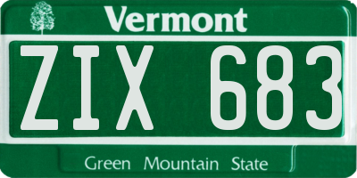 VT license plate ZIX683