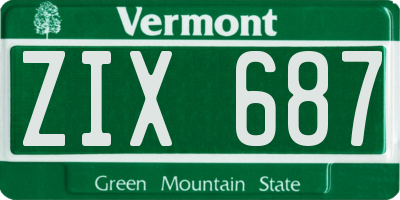 VT license plate ZIX687