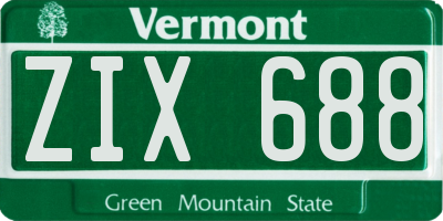 VT license plate ZIX688