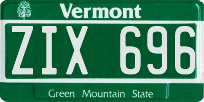 VT license plate ZIX696