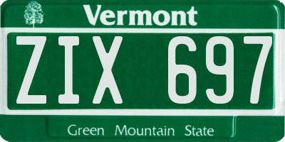 VT license plate ZIX697