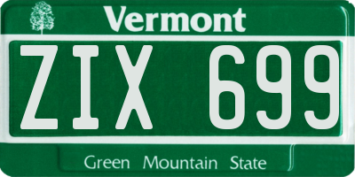 VT license plate ZIX699