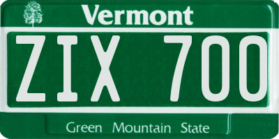VT license plate ZIX700