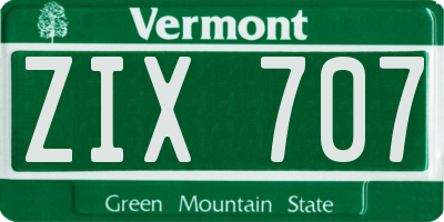 VT license plate ZIX707