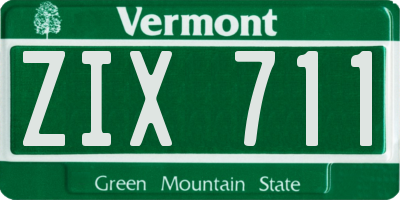 VT license plate ZIX711