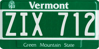 VT license plate ZIX712