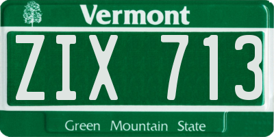 VT license plate ZIX713