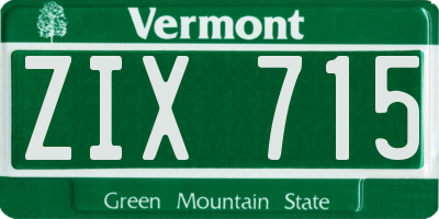 VT license plate ZIX715