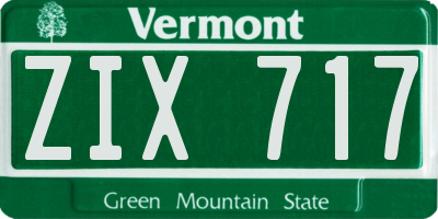 VT license plate ZIX717