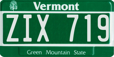 VT license plate ZIX719