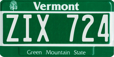 VT license plate ZIX724