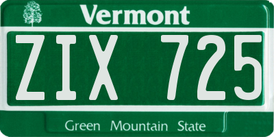 VT license plate ZIX725