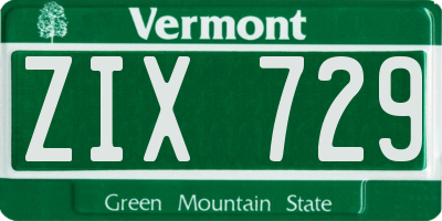 VT license plate ZIX729