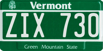 VT license plate ZIX730