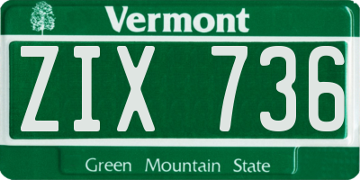 VT license plate ZIX736