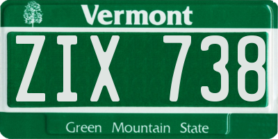 VT license plate ZIX738