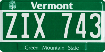 VT license plate ZIX743