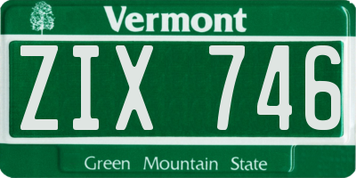 VT license plate ZIX746