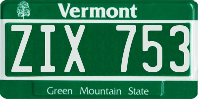 VT license plate ZIX753