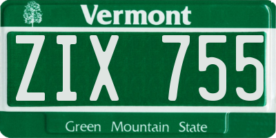 VT license plate ZIX755
