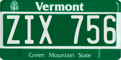VT license plate ZIX756