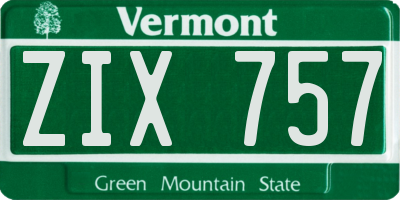 VT license plate ZIX757