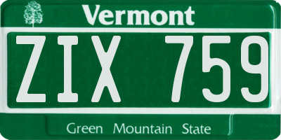 VT license plate ZIX759